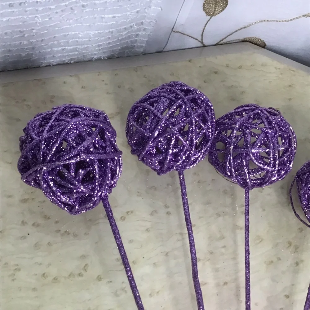 Purple Glitter Vase Decorative Sticks